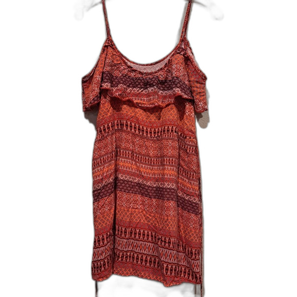 Hollister spaghetti strap dress tunic tie back belt pink boho print women's sz S - Picture 4 of 9
